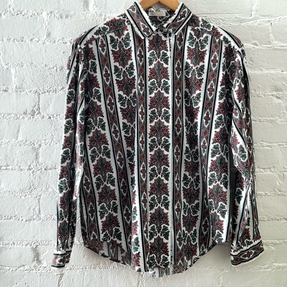 Vintage John Henry Long Sleeve Paisley Print Button Up Shirt Blouse Cotton Sz 8